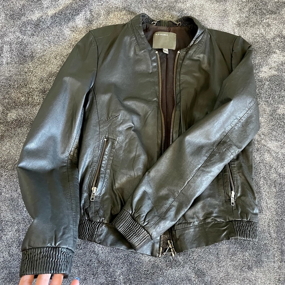 Black Leather Jacket Muubaa Size xs